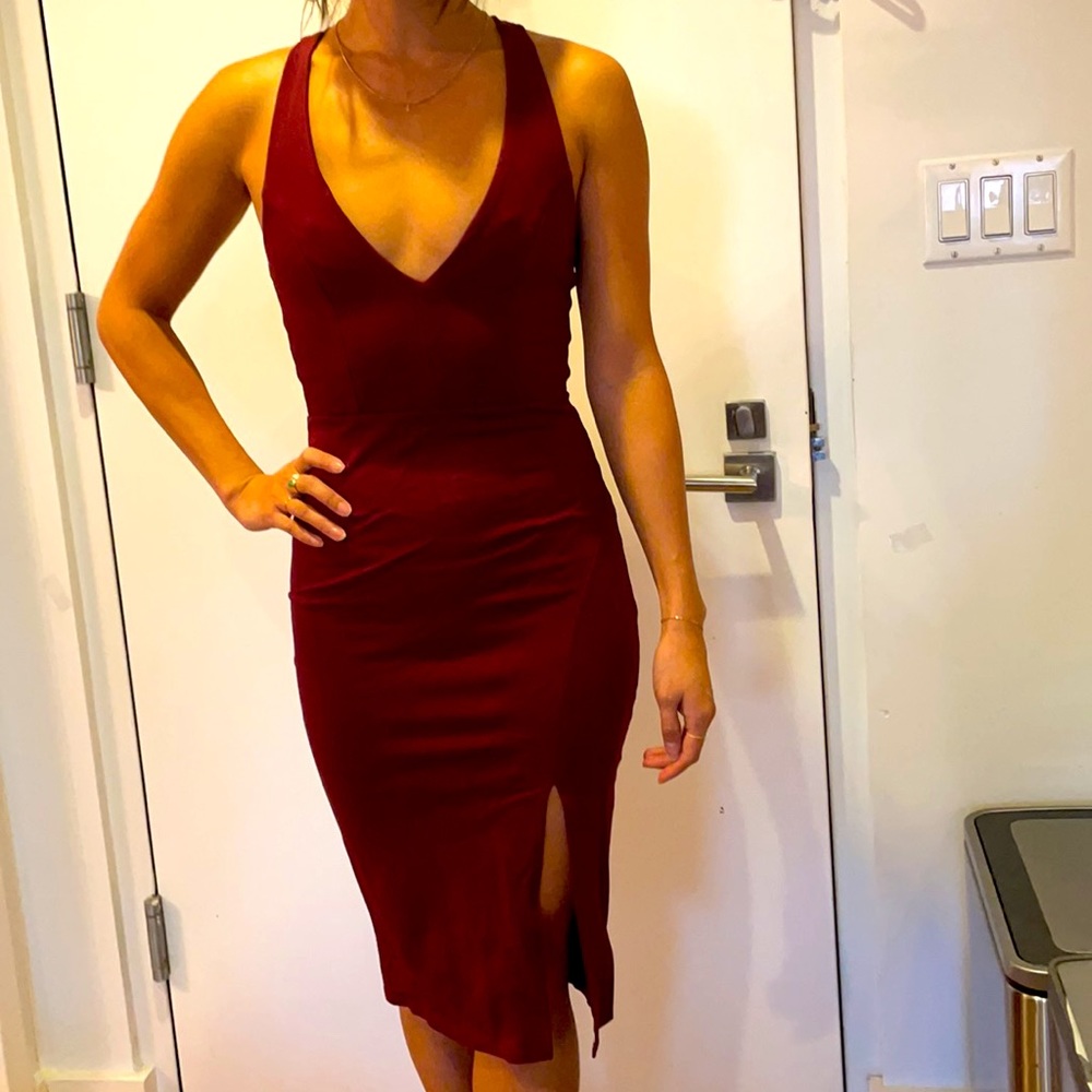 Burgundy midi dress